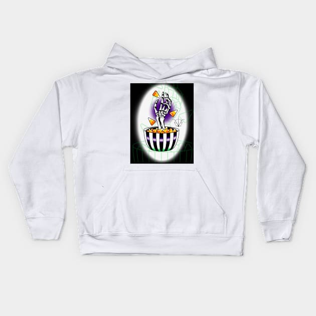 Spooky scary skeleton hand Kids Hoodie by darkangelartistry